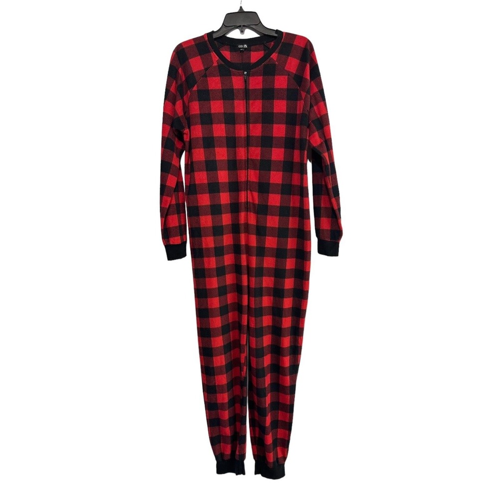 WOMAN'S COZY ZOE ONE PIECE PAJAMA‎ NOT FOOTED SIZE X LARGE FLEECE CHRISTMAS ZIP